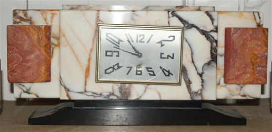 An Art Deco clock garniture